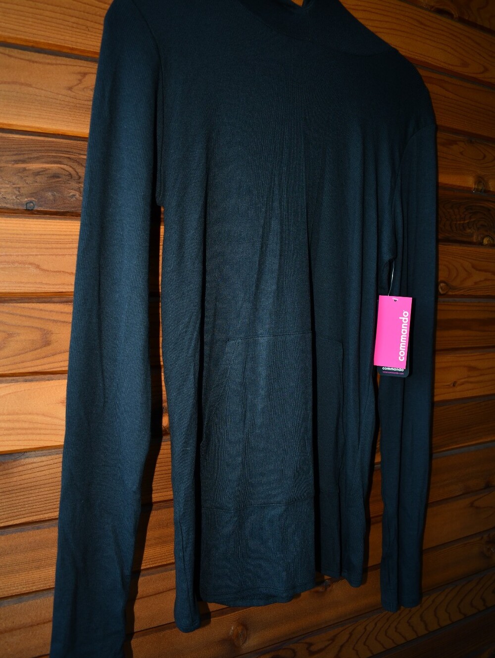 Commando Luxury Rib Hoodie Black Large